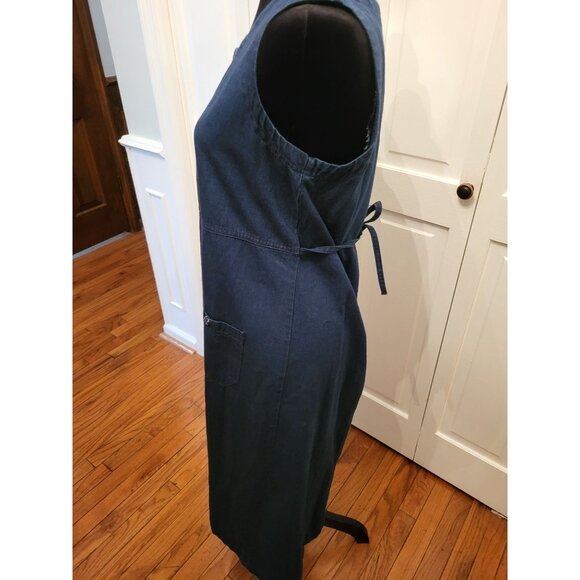 Vintage 90s Dark Denim Chambray Maxi Dress  Sz M Cottage Western  Boho Grunge - Picture 6 of 8